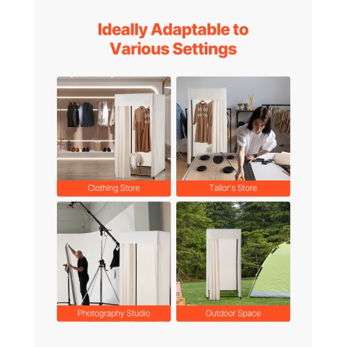 Fitting Room Moveable Dressing Room with Thick Curtains Privacy Space