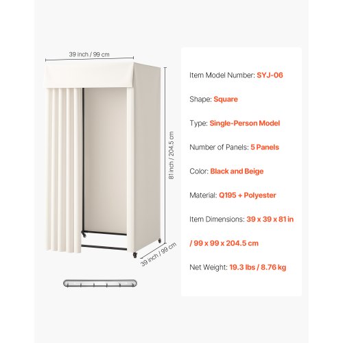 Fitting Room Moveable Dressing Room with Thick Curtains Privacy Space