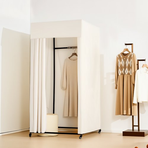 Fitting Room Moveable Dressing Room with Thick Curtains Privacy Space