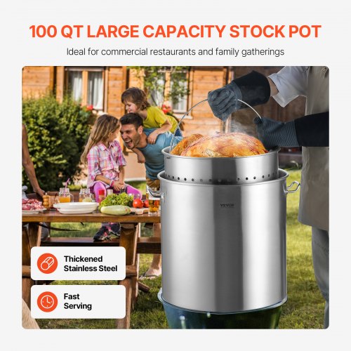 Stainless Steel Stockpot 100 Quart Large Cooking Pots Cookware Sauce Pot