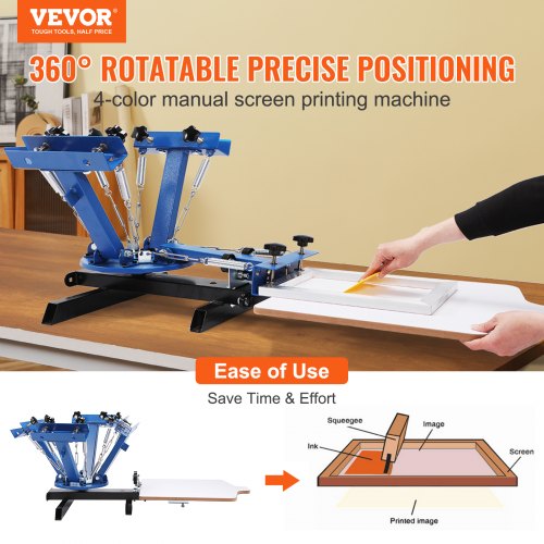 4 Color 1 Station Screen Printing Machine 212x177in 54x45cm Screen