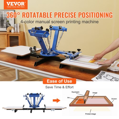 Screen Printing Machine 4 Color 2 Station 360° Rotable Silk Screen