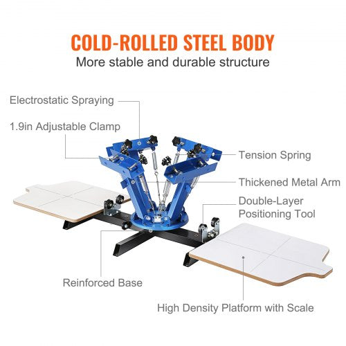 Screen Printing Machine 4 Color 2 Station 360° Rotable Silk Screen