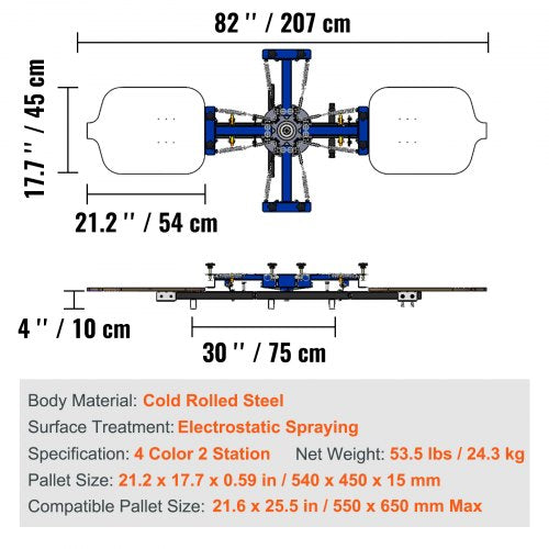 Screen Printing Machine 4 Color 2 Station 360° Rotable Silk Screen
