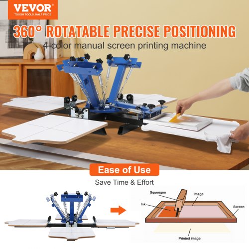 Screen Printing Machine 4 Color 4 Station 360° Rotable Silk Screen Printing