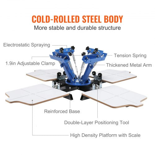 Screen Printing Machine 4 Color 4 Station 360° Rotable Silk Screen Printing