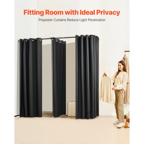 Fitting Room Portable Changing Room with Thick Polyester Curtains Double