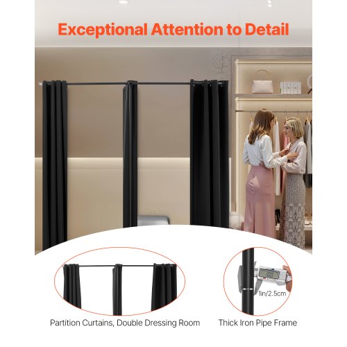 Fitting Room Portable Changing Room with Thick Polyester Curtains Double