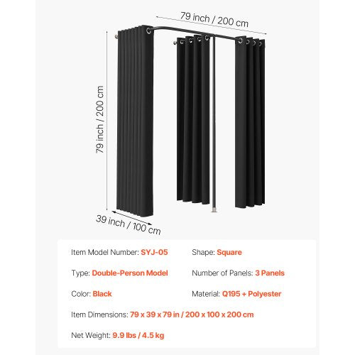 Fitting Room Portable Changing Room with Thick Polyester Curtains Double