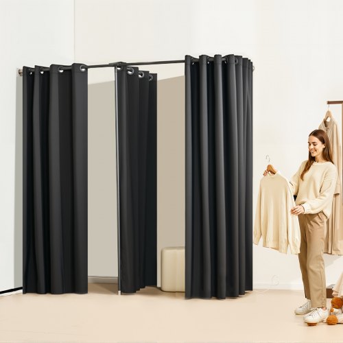 Fitting Room Portable Changing Room with Thick Polyester Curtains Double