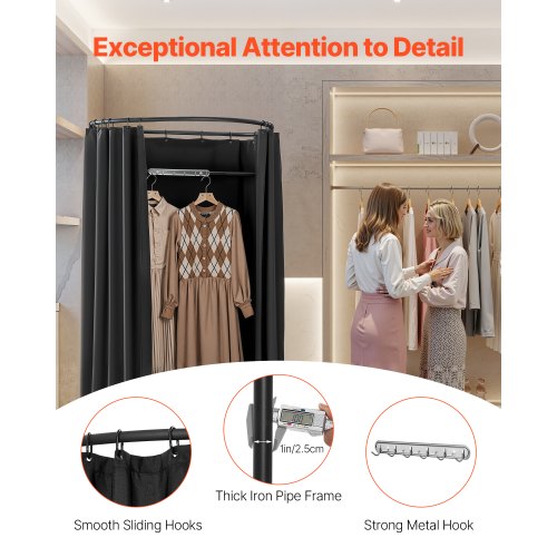 Fitting Room Portable Dressing Room with Thick Polyester Curtains Privacy