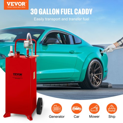 30 Gallon Fuel Caddy Fuel Storage Tank on 2 Wheels Portable Gas Caddy