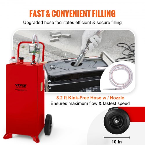 30 Gallon Fuel Caddy Fuel Storage Tank on 2 Wheels Portable Gas Caddy