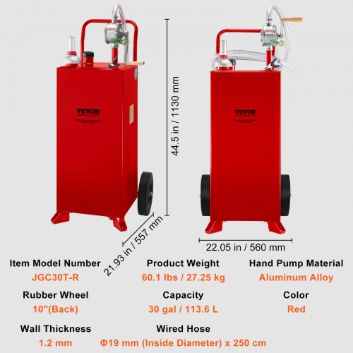 30 Gallon Fuel Caddy Fuel Storage Tank on 2 Wheels Portable Gas Caddy