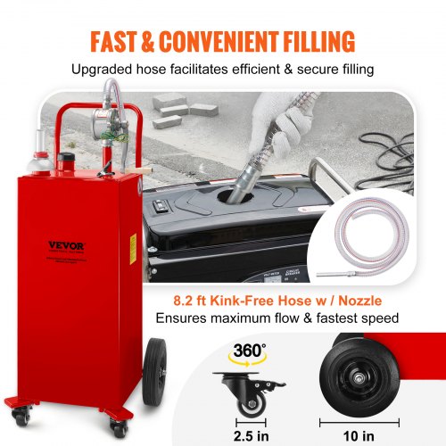 30 Gallon Fuel Caddy Gas Storage Tank 4 Wheels with Manuel Transfer