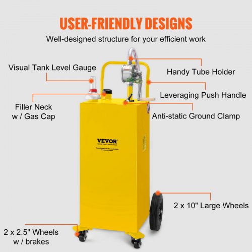 30 Gallon Fuel Caddy Gas Storage Tank 4 Wheels with Manuel Transfer
