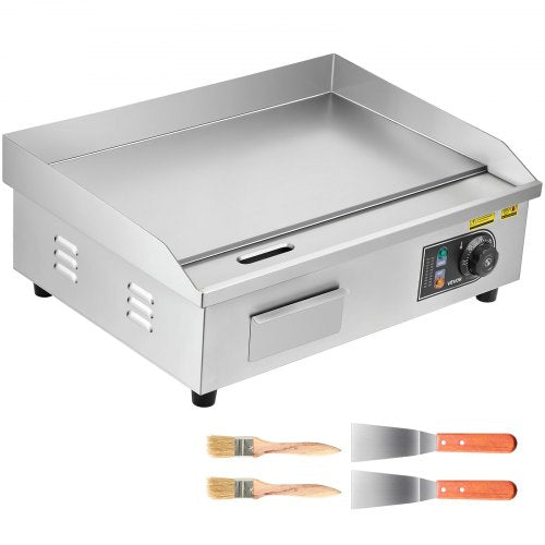 Commercial Electric Griddle 21 X 11.8 Inch 1750W 122570F Adjustable Temp