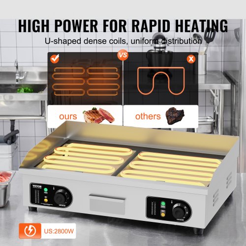 Commercial Electric Griddle 2800W Countertop Flat Top Grill 122572