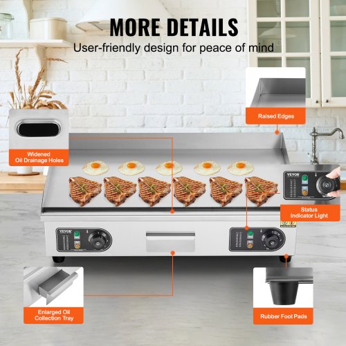 Commercial Electric Griddle 2800W Countertop Flat Top Grill 122572