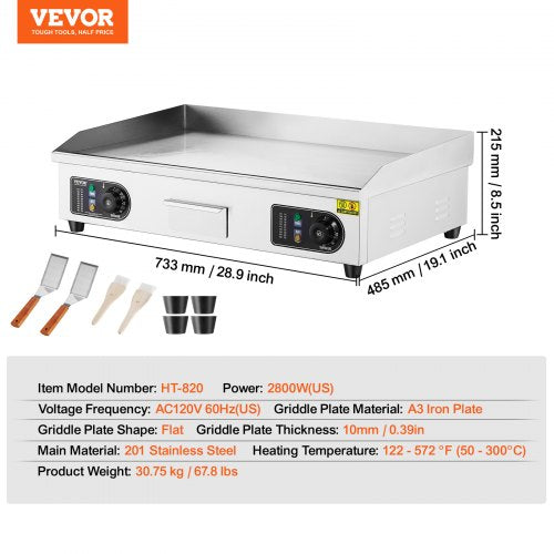 Commercial Electric Griddle 2800W Countertop Flat Top Grill 122572