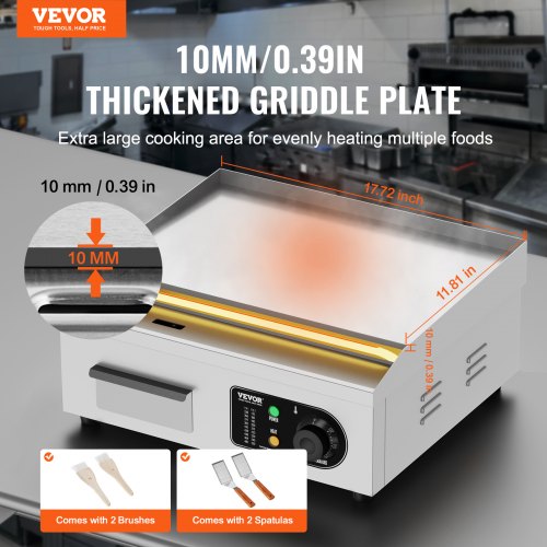 Commercial Electric Griddle 1700W Countertop Flat Top Grill 122572