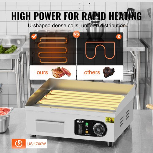 Commercial Electric Griddle 1700W Countertop Flat Top Grill 122572