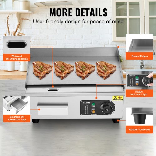 Commercial Electric Griddle 1700W Countertop Flat Top Grill 122572