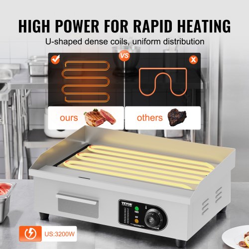 Commercial Electric Griddle 3200W Countertop Flat Top Grill 122572