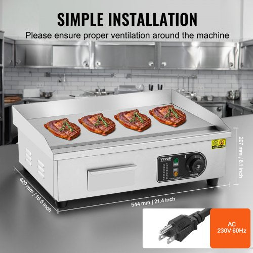 Commercial Electric Griddle 3200W Countertop Flat Top Grill 122572