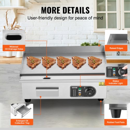 Commercial Electric Griddle 3200W Countertop Flat Top Grill 122572