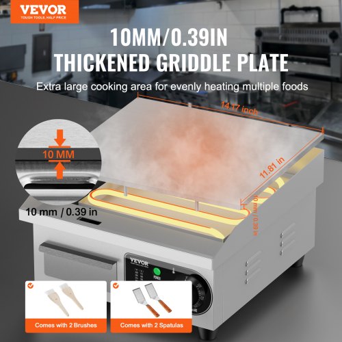 Commercial Electric Griddle 1700W Countertop Flat Top Grill 122572