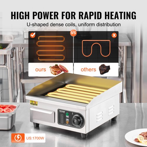 Commercial Electric Griddle 1700W Countertop Flat Top Grill 122572