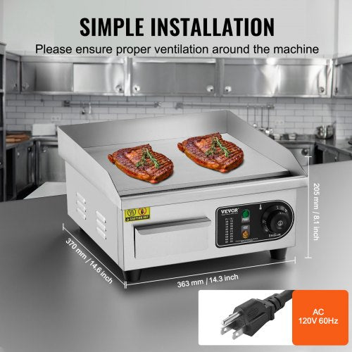 Commercial Electric Griddle 1700W Countertop Flat Top Grill 122572