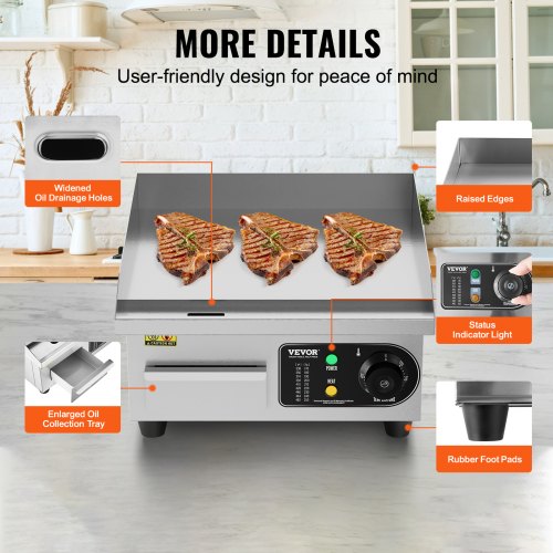 Commercial Electric Griddle 1700W Countertop Flat Top Grill 122572