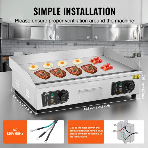 Commercial Electric Griddle 2800W Countertop Flat Top Grill 122572