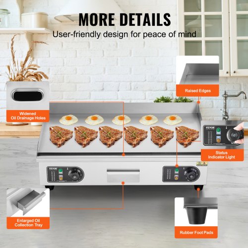 Commercial Electric Griddle 2800W Countertop Flat Top Grill 122572
