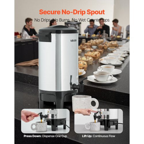 Commercial Coffee Urn 40 Cup 6 L Hot Beverage Dispenser with Dripless