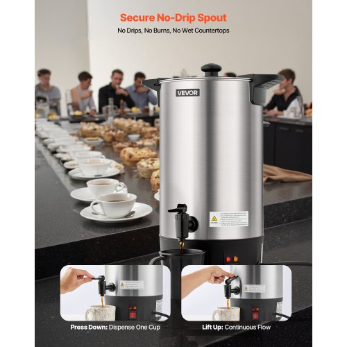 Commercial Coffee Urn 60 Cup 9 L Hot Beverage Dispenser with Dripless