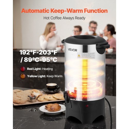 Commercial Coffee Urn 40 Cup 6 L Hot Beverage Dispenser with Dripless 1