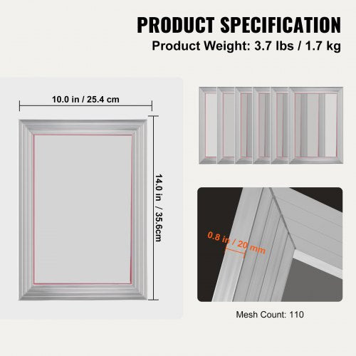 Screen Printing Kit 6 Pieces Aluminum Silk Screen Printing Frames
