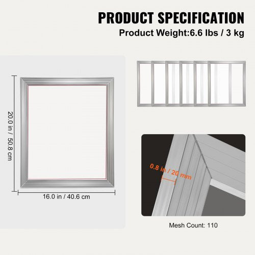 Screen Printing Kit 6 Pieces Aluminum Silk Screen Printing Frames