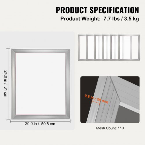Screen Printing Kit 6 Pieces Aluminum Silk Screen Printing Frames