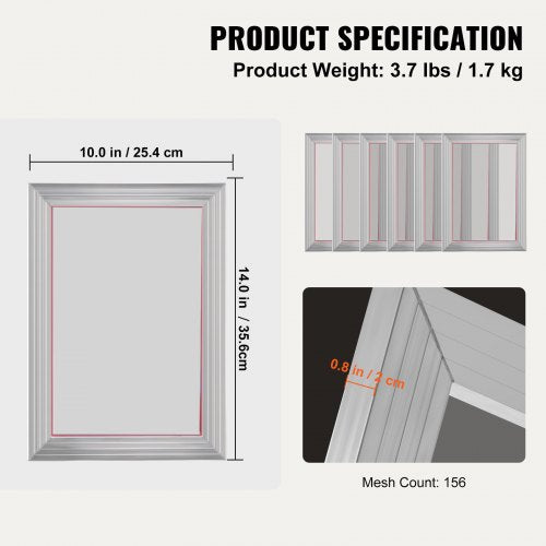 Screen Printing Kit 6 Pieces Aluminum Silk Screen Printing Frames