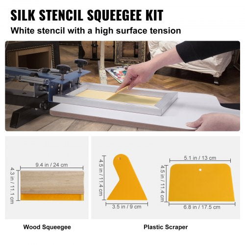 Screen Printing Kit 3 PCS Aluminum Silk Screen Printing Frames 5 Glitters