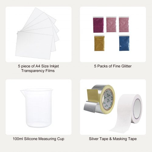 Screen Printing Kit 3 PCS Aluminum Silk Screen Printing Frames 5 Glitters