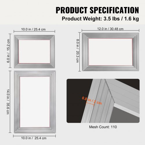 Screen Printing Kit 3 PCS Aluminum Silk Screen Printing Frames 5 Glitters