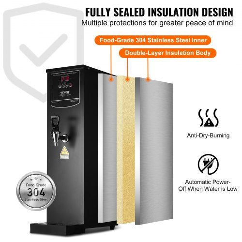 20L Commercial Water Boiler Electric Hot Water Dispenser Stainless Steel