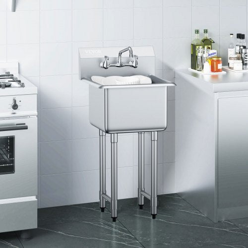 Stainless Steel Prep Utility Sink 1 Compartment Free Standing Small Include