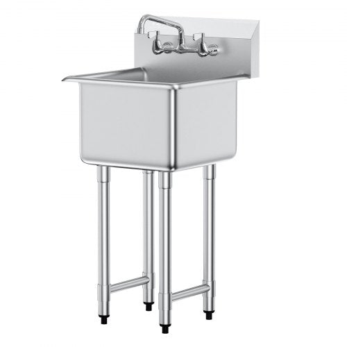 Stainless Steel Prep Utility Sink 1 Compartment Free Standing Small Include