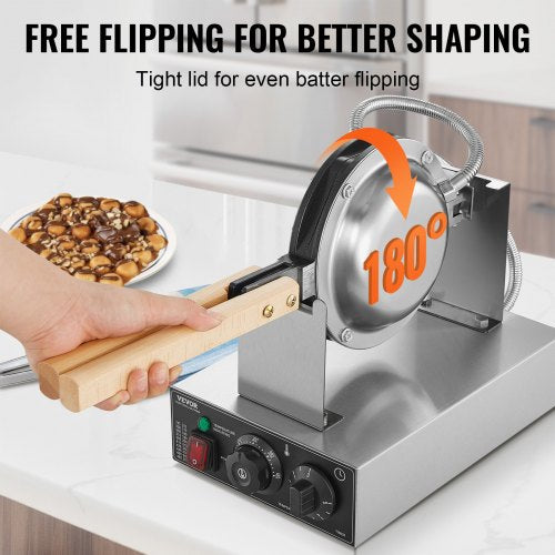 Commercial Bubble Waffle Maker 1400W Egg Pancake Baker Machine NonStick